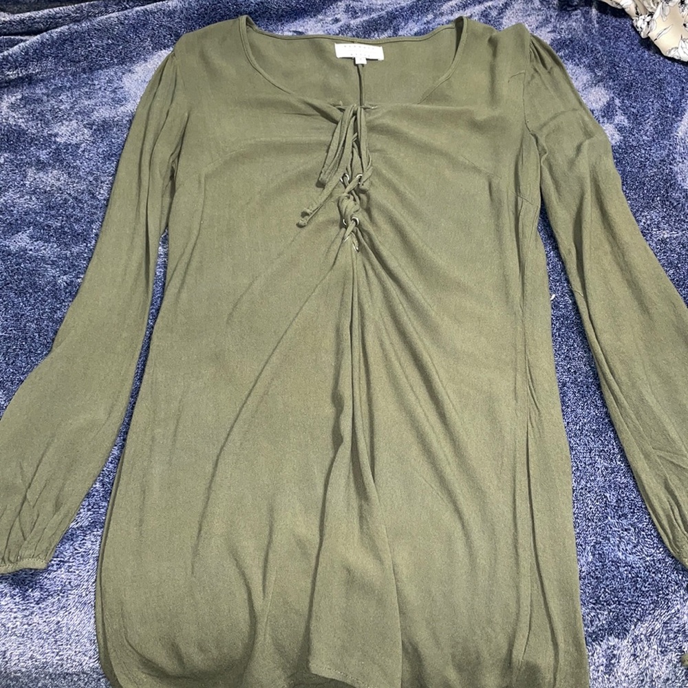 Kendall and Kylie olive green long sleeve dress